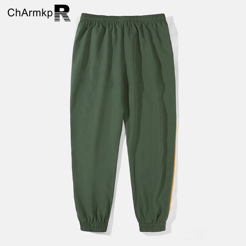 ChArmkpR-pantalones de chándal holgados para hombre, ropa de calle, pantalones largos, cintura con cordón, verano, 2024