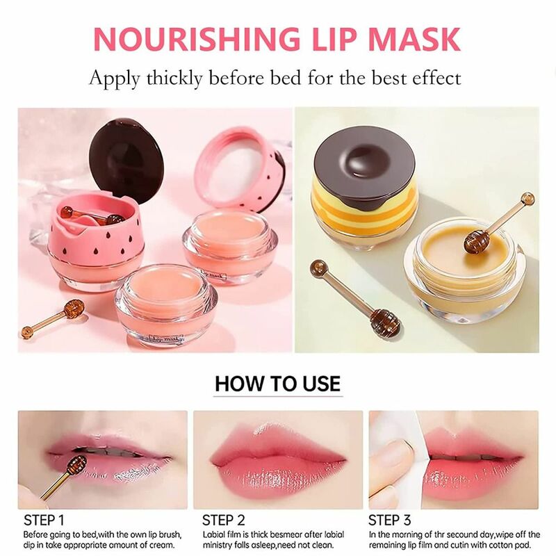 Lip Slaapmasker Preventie Droog En Crack Lip Hydraterende Lip Maskers Lippenbalsem Reparatie Aardbei Honing