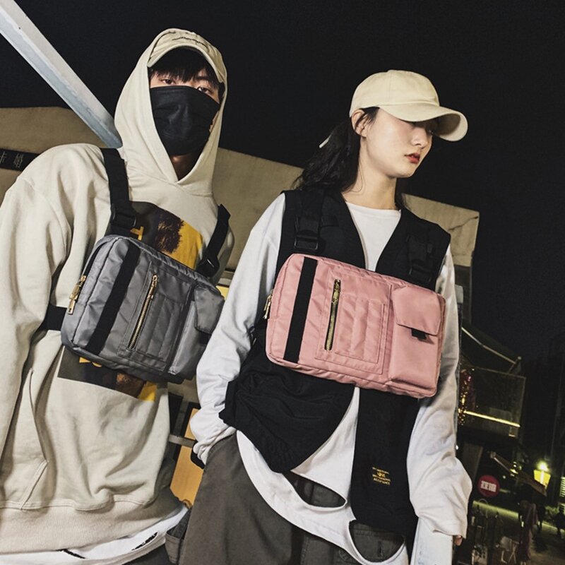 Hip-Hop Men's Chest Bag Fashion Tooling Vest Bag Nylon Waterproof Outdoor Sports Vest Bag Travel Bag