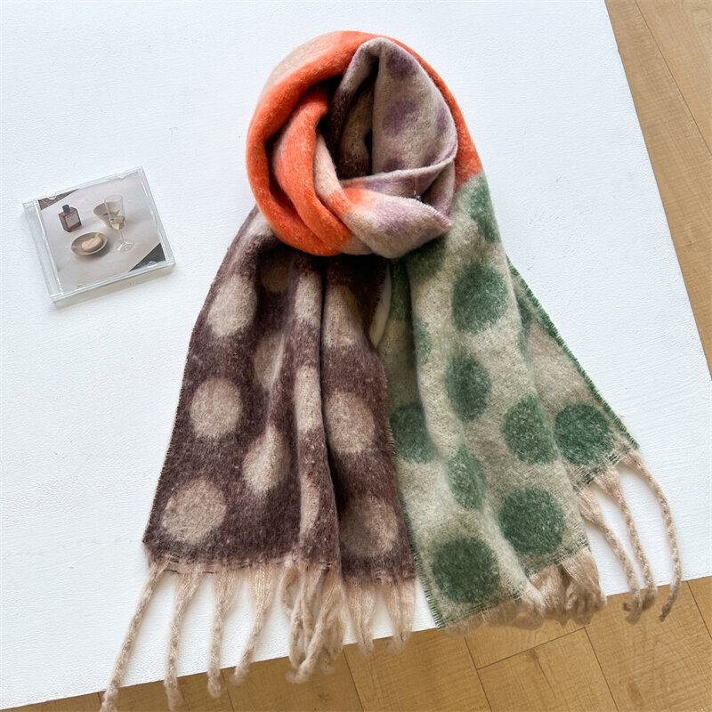 2023 толстый кашемировый шарф из пашмины, дизайнерский женский зимний одеяло с абстрактным цветком и кисточкой, шейный платок, пончо, палантины