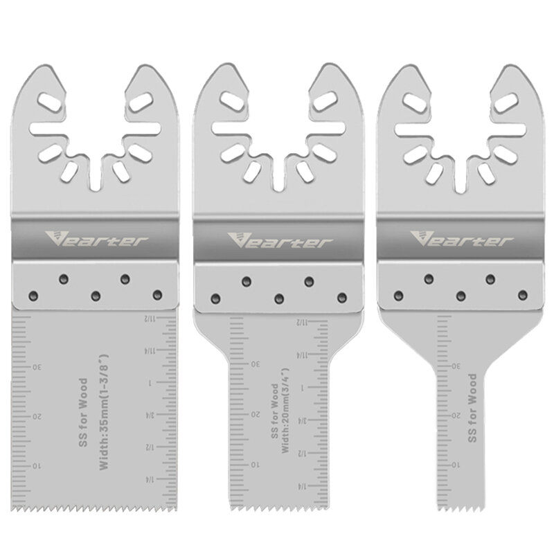 Vearter 3PCS 10/20/35mm Stainless Steel Oscillating Multitool Saw Blade Cutting For Wood PVC Plasterboard