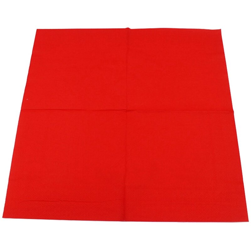 2 حزمة منديل ورق ملون مطبوع صلب (أحمر)