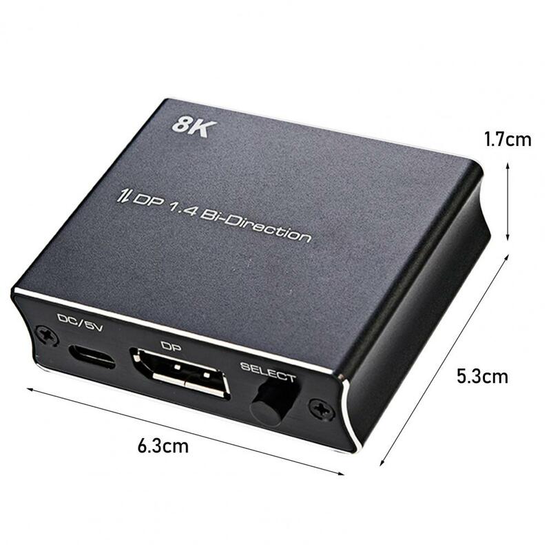 Przełącznik DP dwukierunkowy ekstrakt Audio 8K @ 30Hz 4K @ 120Hz DisplayPort 1.4 1X2 2x 1 przełącznik KVM Splitter do projektora