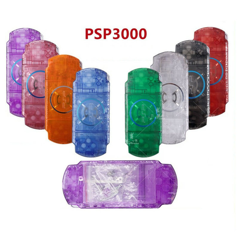 ชุดเคสมีกระดุมฝาครอบคอนโซลเกม PSP3000 PSP 3000 3004สีคริสตัลโปร่งใส