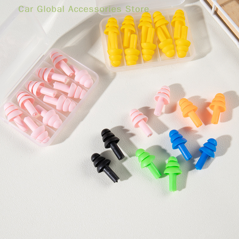 Swimming Waterproof Insulation Comfort Ear Plugs Noise Cancelling For Sleep 5 Pairs Colorful Soft Silicone Earplugs