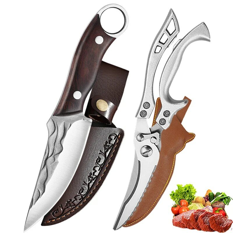 Кухонный нож и кухонные ножницы с крышкой
