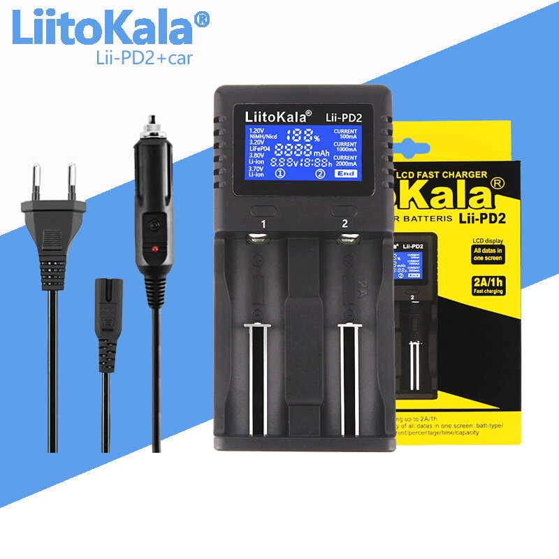 Зарядное устройство LiitoKala для аккумуляторов с экраном, Φ Lii-500 Lii-PD2 LCD 3,7 V/1,2 V 18650/26650/16340/14500/18500
