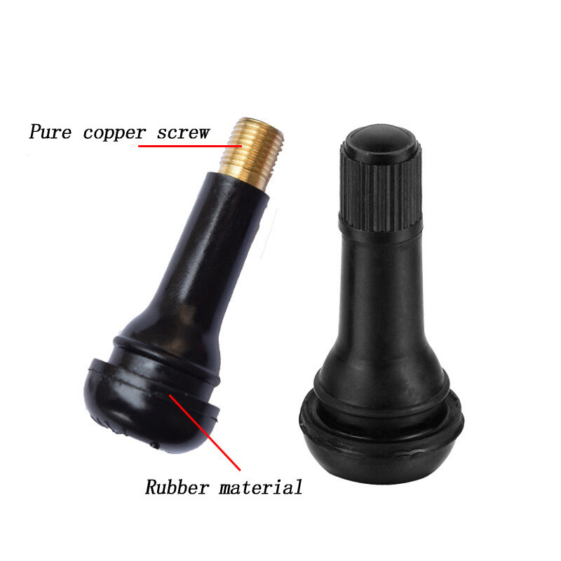 10pcs Snap-in Car Tubeless Tyre Valve Stems Rubber Copper Vacuum Tire Air Valve for Auto Motorcycle Moto