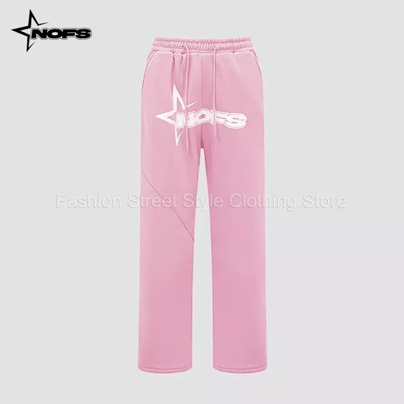 Спортивные брюки NOFS Y2k в стиле Харадзюку для мужчин и женщин, уличная одежда в стиле хип-хоп, с эластичным поясом, качественные повседневные спортивные штаны