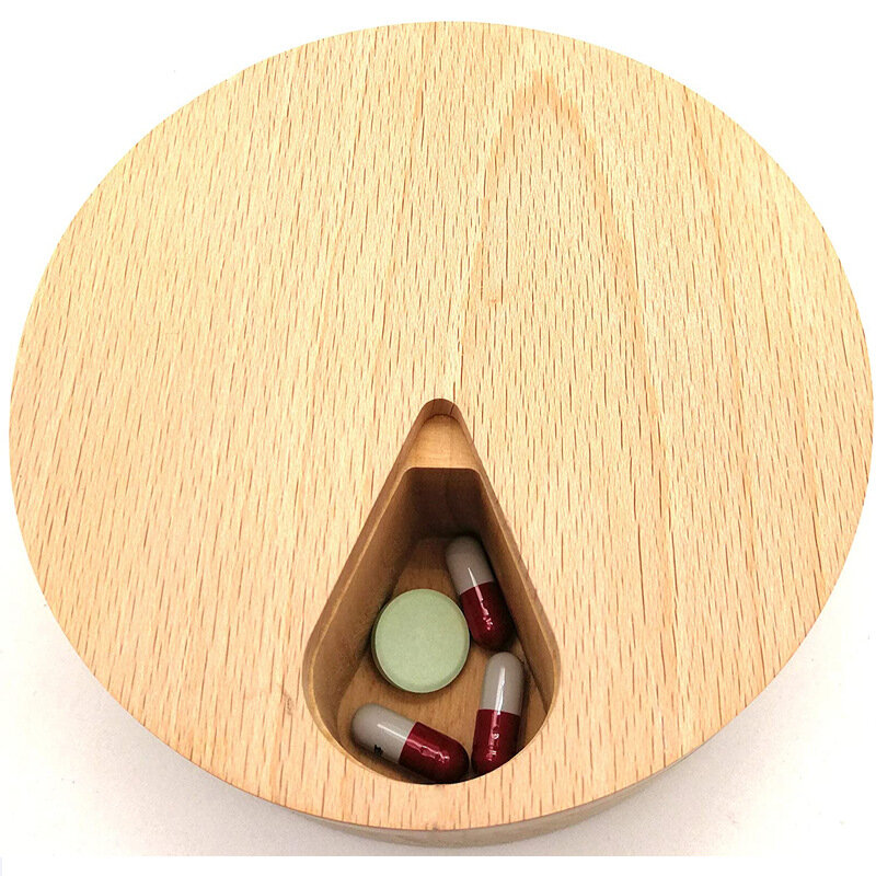 木製の工芸品の医薬品箱7グリッドブナメディバイボックスキッチン無垢材の整理と収納コンテナ