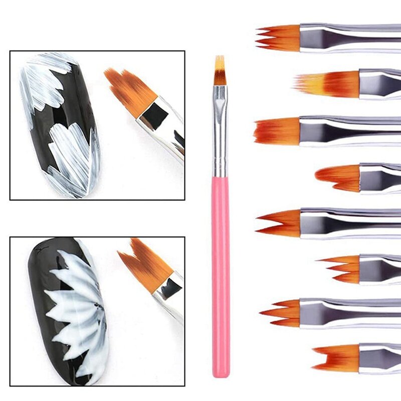 24Pcs Color Paint Pen Set Pink Petal Pen Nail Brush Short Nail Brush