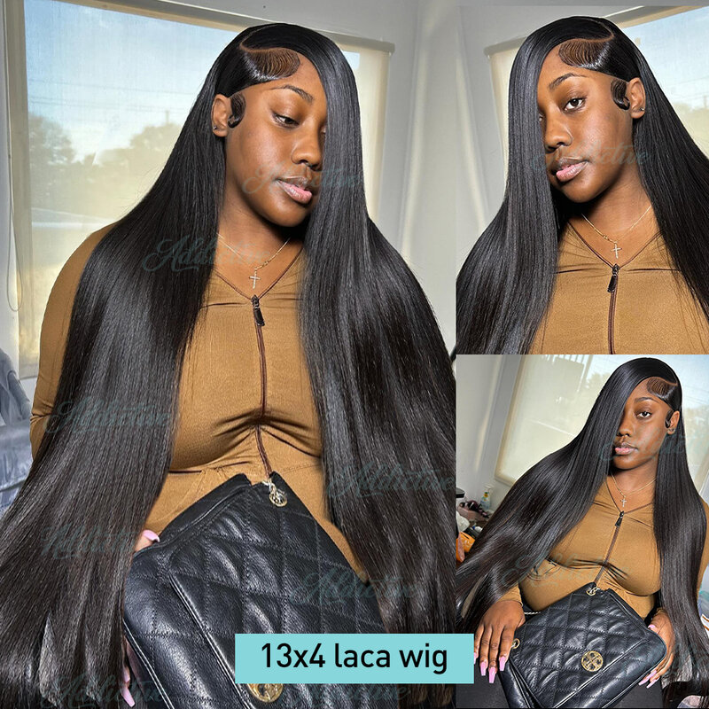 40-дюймовые прямые человеческие волосы 13x6 HD, на шнуровке спереди, al парики, 250 плотность, Remy, предварительно выщипанные 13x 4, на шнуровке, передний парик для женщин