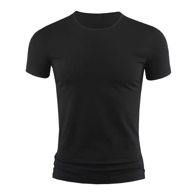 Nowa męska koszulka z krótkim rękawem podstawowa zwykła na co dzień wycięcie pod szyją na siłownię koszulka na lato dopasowane koszulki koszulka odzież męska