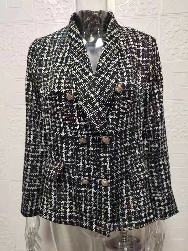 Frühling neue Mode Damen Anzug Blazer Mantel Retro Plaid gedruckt Knopf Mantel Büro Damen Pendler lässig Kleid Mantel S-3XL