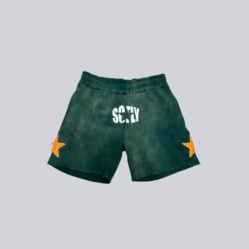Conjunto de capuz e shorts com zíper extragrande masculino, patchwork gráfico Y2K, agasalho hip-hop, padrão carta e estrela, roupa retrô