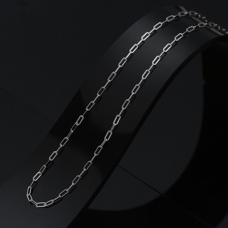 Collar corto de plata 925 para mujer, cadena lisa de 35 + 5cm, accesorio de joyería atemporal para fiesta