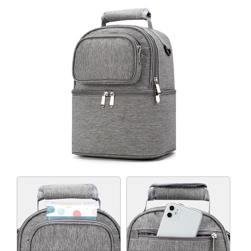 휴대용 여행용 작은 아기 기저귀 토트백, 작은 배낭 기능성 엄마 기저귀 책가방, 포켓 포함