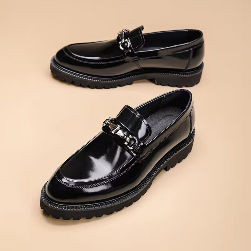 Men's Business Formal Leather Shoes Man Casual Leather Shoes Loafers  Casual Business Wedding Shoes for Men Round Toe Slip-On