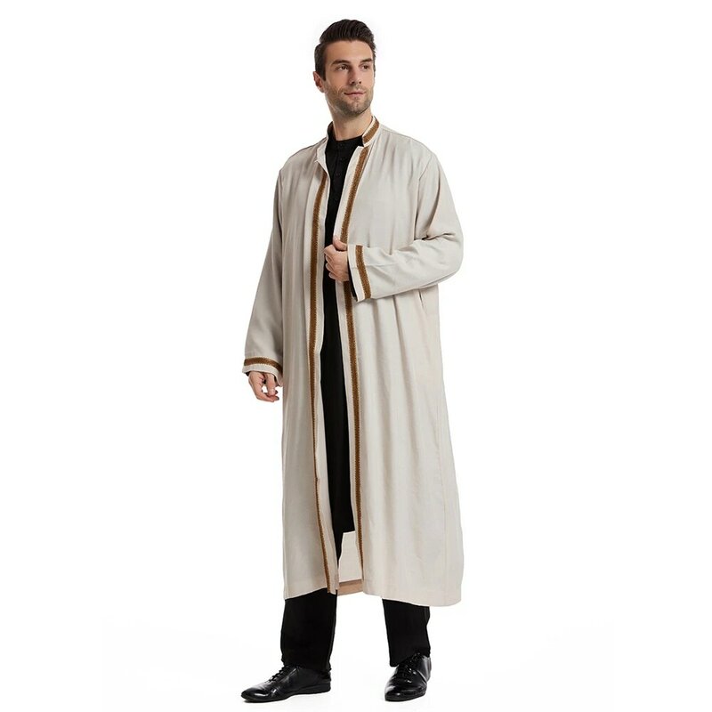 Длинное пальто Дубая для мужчин, мусульманская одежда для Рамадана, ИД, юбба, Тобе, кимоно, кафтан, Средний Восток, абайя, макси-платье