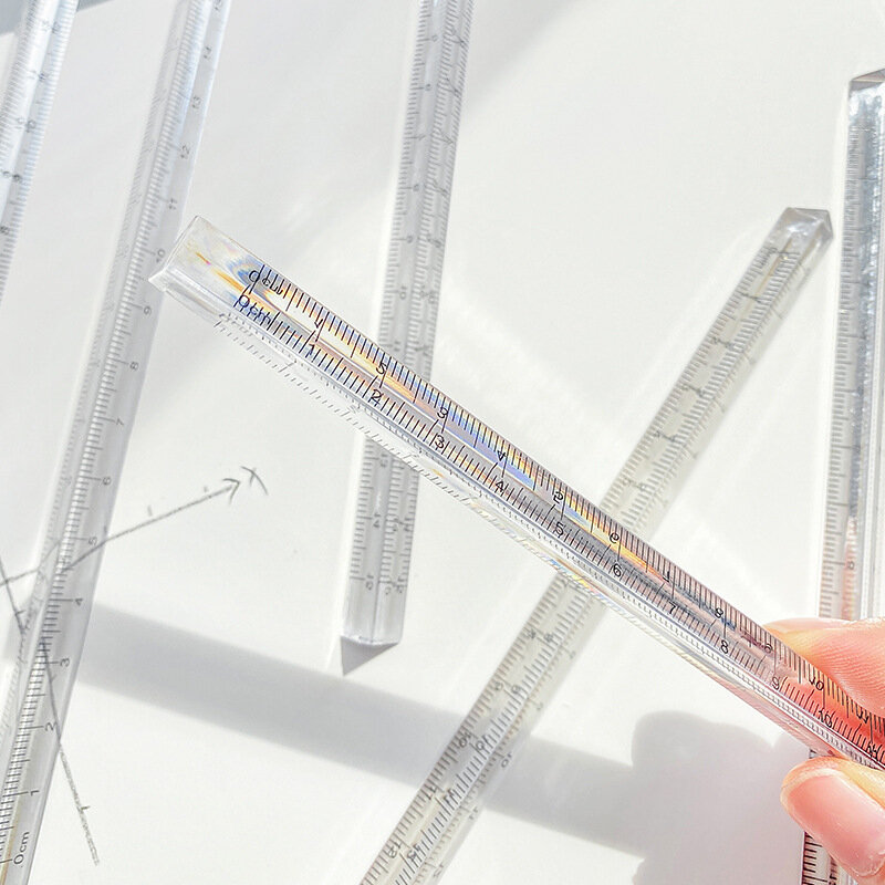 15cm/20cm semplice trasparente triangolare righello dritto strumenti Kawaii cancelleria cartone animato disegno regalo scuola ufficio misurazione
