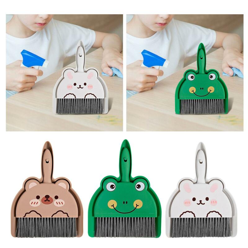 Mini Kids Broom and Dustpan Set Portable Hand Brush Miniature Sweeping House Tool Toy Set for Home Car Desktop Office Boys Girls