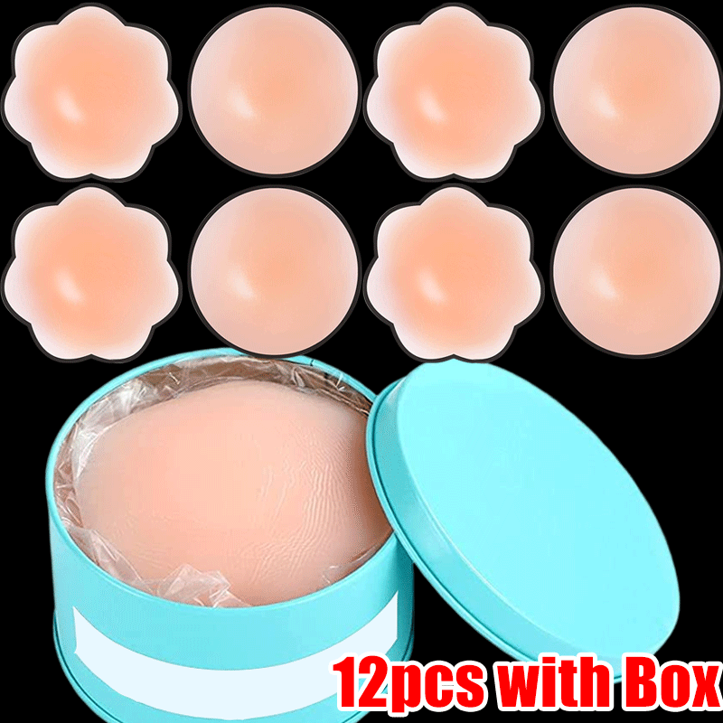 2/12pcs with Box Silicone Nipple Cover Reusable Nipple Covers Charm Boob Tape Silicone Breast Sticker Lingerie Woman Accesoires