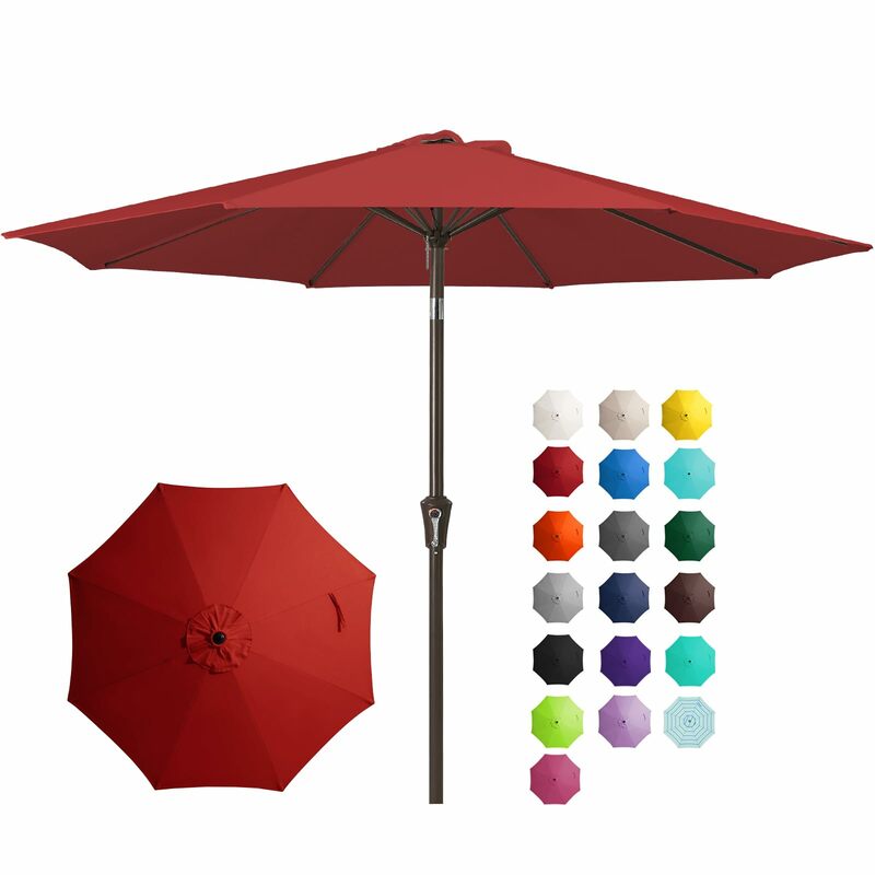 屋外パティオ傘,テーブル傘,頑丈な防錆,UV保護,庭用防水,赤,9フィート