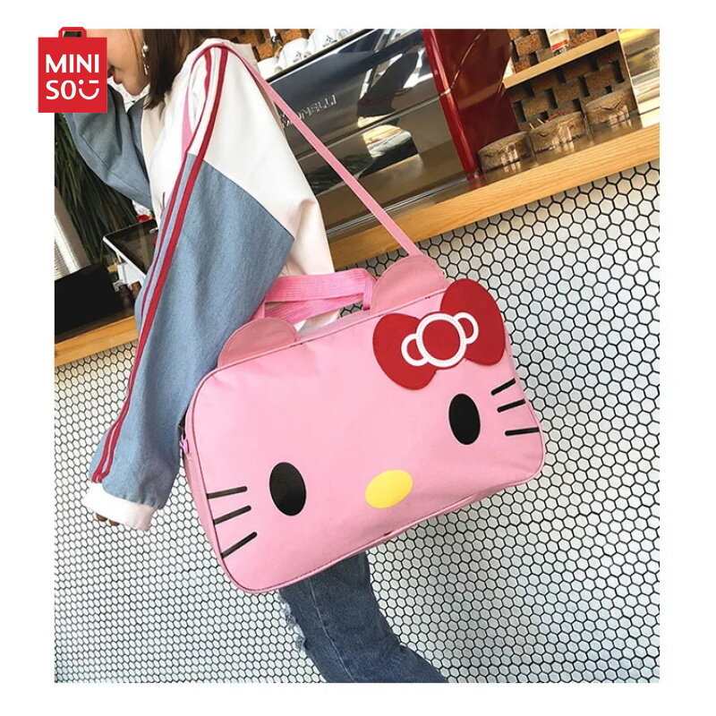 Модная дорожная сумка Hello Kitty, водонепроницаемая вместительная Милая мультяшная сумка для багажа, Женская портативная спортивная сумка из ткани Оксфорд