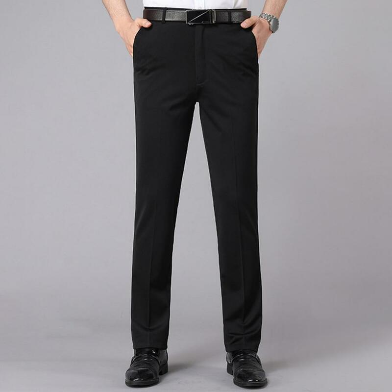 Męskie spodnie biznesowe letnie cienkie garnitur w stylu Business Casual spodnie męskie elastyczny prosty rękaw formalne spodnie luźne proste męskie spodnie