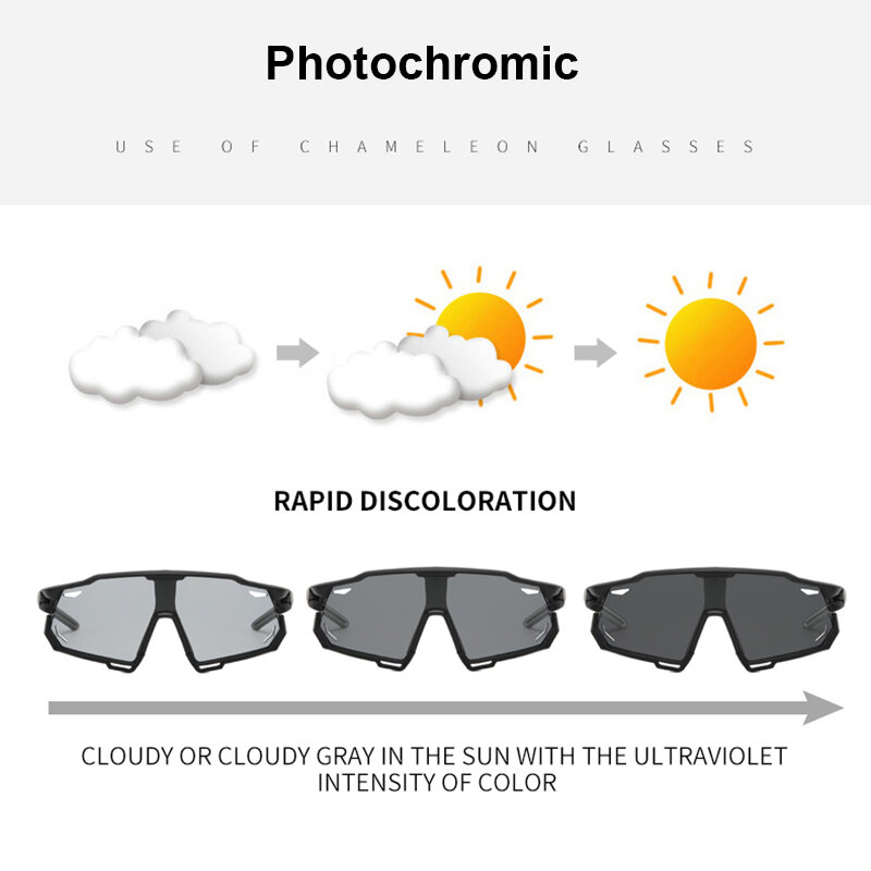 Gafas deportivas fotocromáticas para hombre y mujer, lentes polarizadas para bicicleta de montaña y carretera, UV400