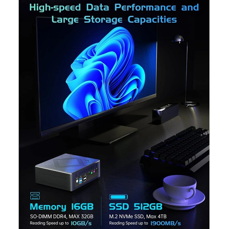Mini PC Windows 11 Pro Intel i5-8279U 16GB DDR4 256/512G M.2 SSD, ordenador de escritorio pequeño 4K HDMI VGA tipo C USB 3,0 WiFi 5 BT 4,2