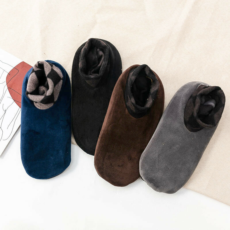 Piso interior antiderrapante meias térmicas dos homens das mulheres de pelúcia quente lã engrossar inverno quente inverno yoga meias hosiery casa chinelos meias