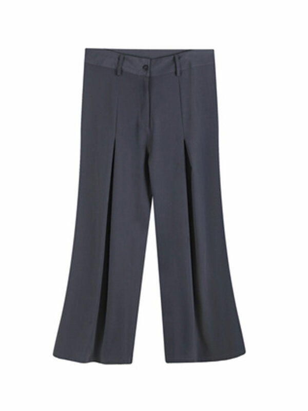 Pantalones de pierna ancha para mujer, pantalón plisado de cintura alta, informal, talla grande