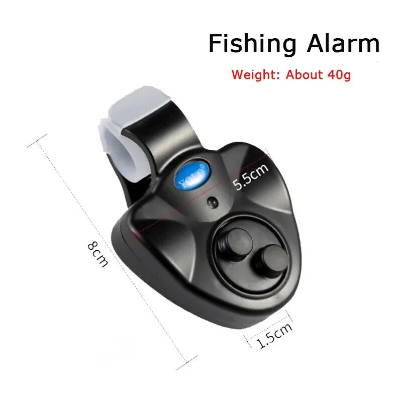 Cbmmaker joran pancing Alarm gigitan ikan, tongkat pancing bel elektronik dengan sirene keras indikator malam siang hari memancing tanpa baterai