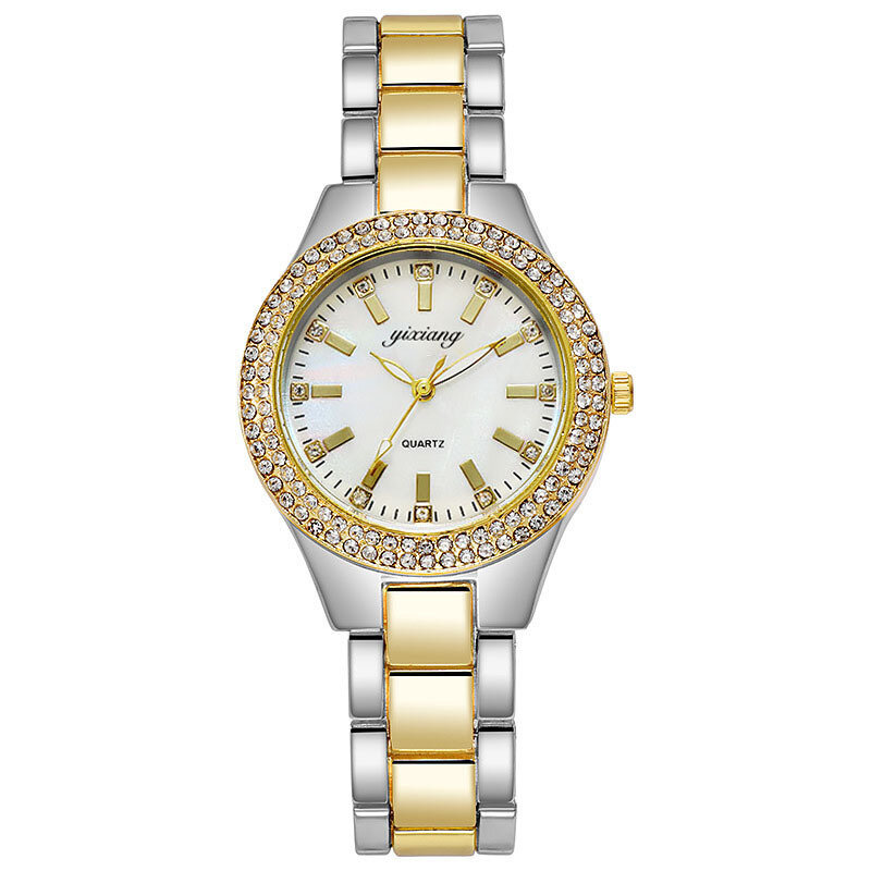 Reloj de cuarzo con correa de acero dorado para mujer, cronógrafo con temperamento de diamante completo, resistente al agua, regalo para novia