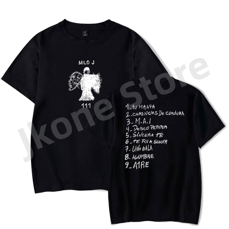 Milo J Tour T-Shirts 111 Album Merchandise Print Dames Heren Mode Casual Zangeres Tee Streetwear Met Korte Mouwen