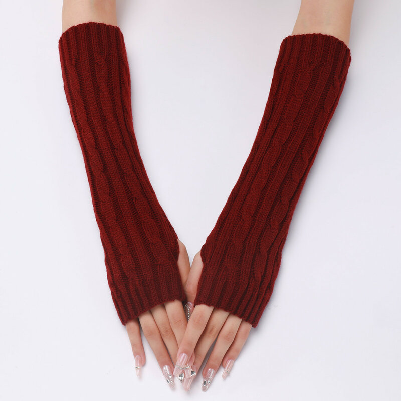 Kobiety dziewczyna ramię cieplej zima jesień moda szydełka ramię rękaw pleciony dzianiny Mitten Thumb Hole rękawiczki bez palców ocieplacz na nadgarstek