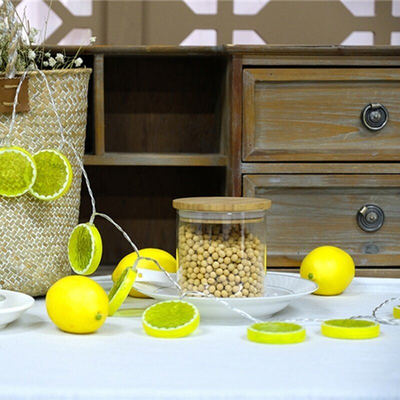 Guirnalda de luces Led con batería de fruta de limón para decoración de Bar y fiesta en casa, 1m-3m