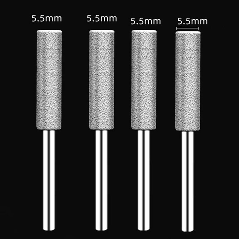 4pcs Diamond Coated Cylindrical Burr Chainsaw Sharpener Stone File Chain Sharpening Carving Grinding Power Tool