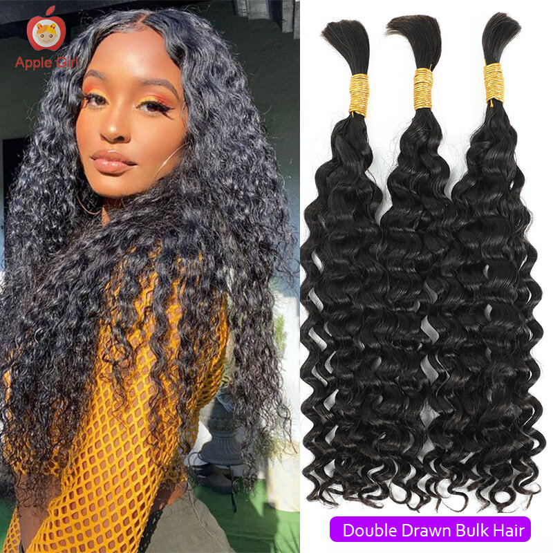 Kinky Straight Hair para Box Braiding, Yaki Hair, Sem trama, Extensões de ondas profundas, Crochet Tranças, Crochet Tranças, Bulk Bundles