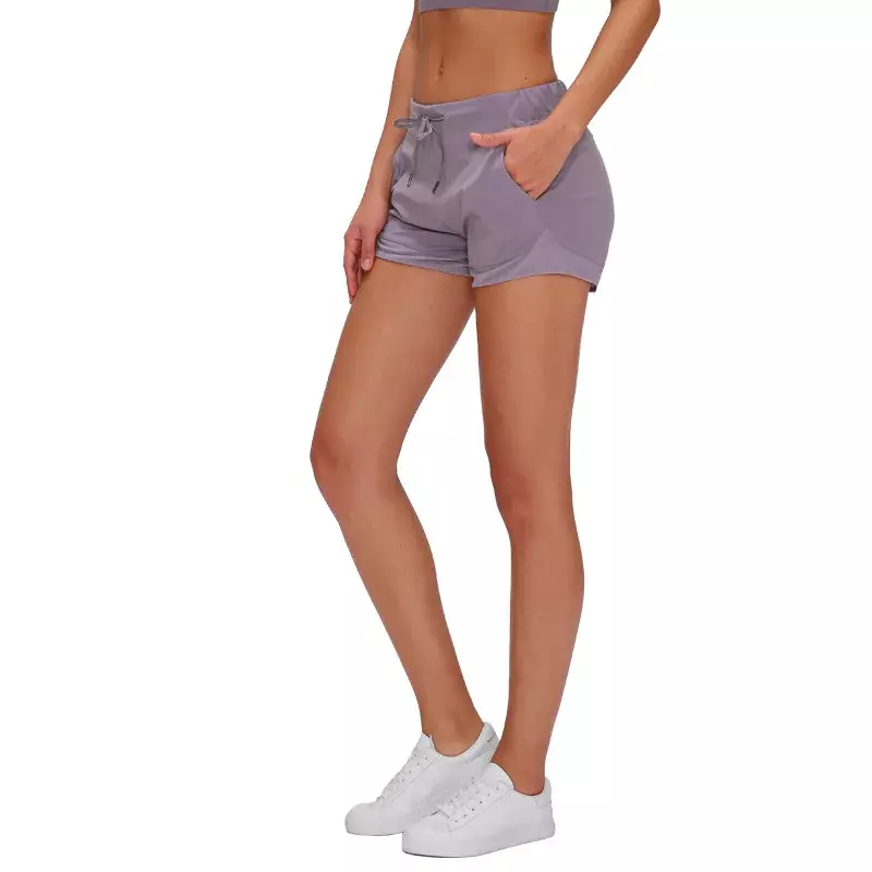 Shorts de ioga respiráveis e altamente elásticos para mulheres, shorts esportivos de secagem rápida, para fitness, corrida, primavera/verão