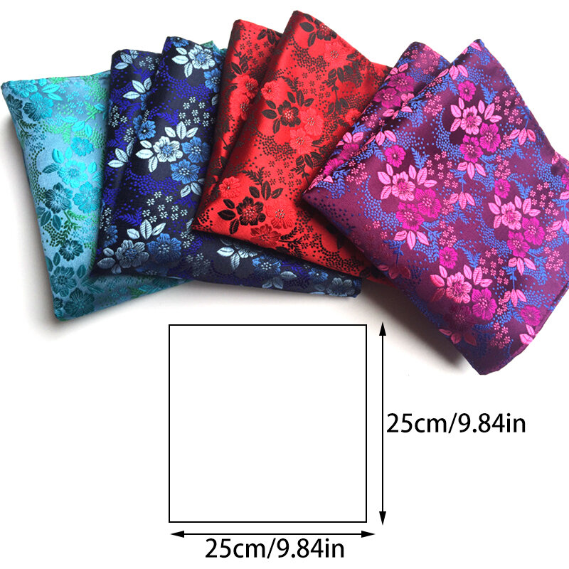 Suits Pocket Square For Men Handkerchief Polyester Silk Floral Printed Handkerchief Gentleman Party Causal Suit Handkerchief