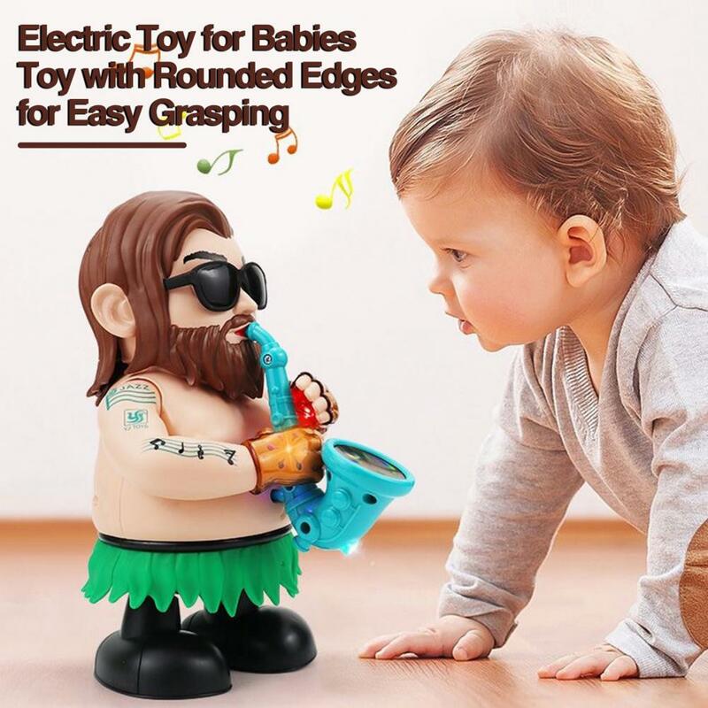 Mainan elektrik untuk bayi bentuk indah mainan saksofon menari elektrik dengan lampu gerak ayun mainan bayi untuk bayi