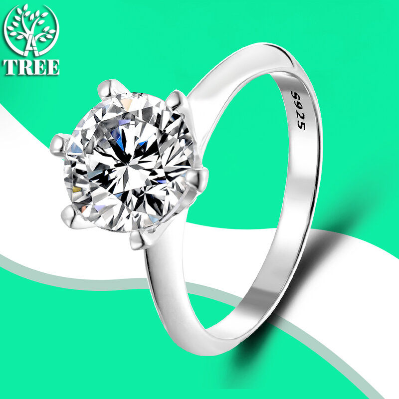 ALITREE-anillos de moissanita de Color D de 1 a 3 quilates para mujer, sortija de cóctel de diamantes de plata esterlina 100% s925, bandas de boda, regalos de joyería