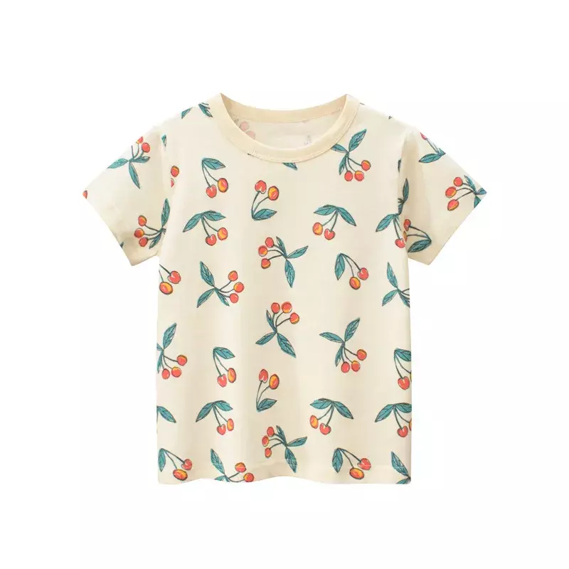T-shirt à manches courtes en coton doux pour enfants, vêtements d'été pour tout-petits, haut pour bébé, tenues mignonnes pour filles, 2-8T