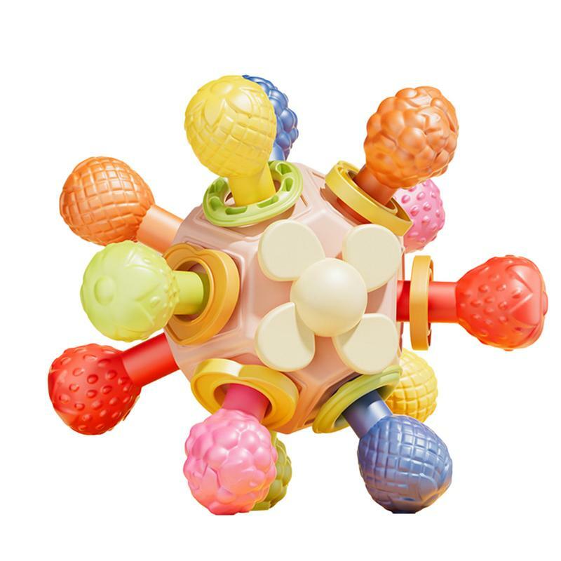 Rattle Ball Toy Baby Montessori Educational Toy Newborn Soft Teether Ball Anti Swallowing Design Sensory Toys Gifts For Babies