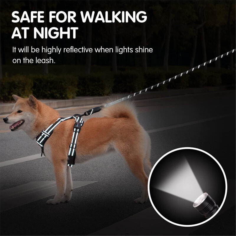 Correa de entrenamiento para perros pequeños, medianos y grandes, hilo reflectante, mango suave, cuerda fuerte para caminar, 3 m, 5m, 10 m, 15m de largo