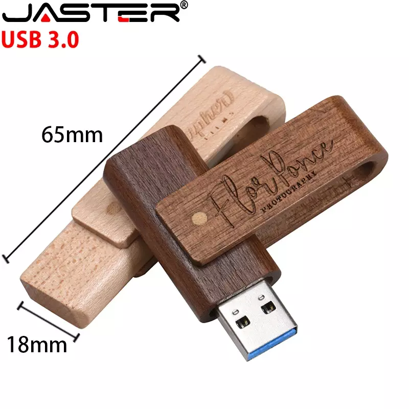 JASTER Free custom logo USB 3.0 Falsh Drive scatola di legno Pen drive 4GB 8GB 16GB 32GB 64GB 128GB Memory stick regalo Pendrive U disk
