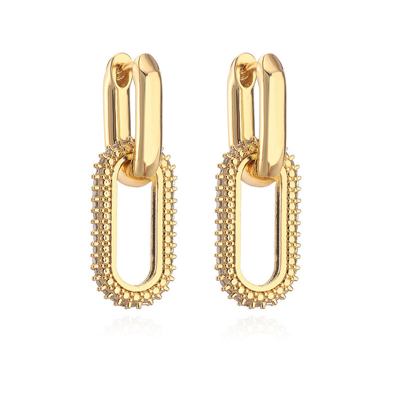 Orecchini pendenti con Design a doppio anello retrò orecchini rotondi geometrici Color argento dorato per gioielli moda Punk Hip Hop per ragazze da donna G