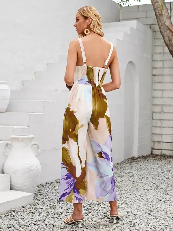 2024 New Summer Women's Print Jumpsuits,Sexy Halter Beach Long Jumpsuits,Jump Suit Woman,Jumpsuit Women Sexys For Party Clothes